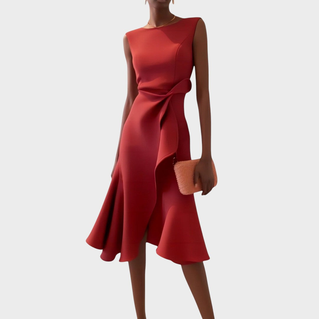 Letícia | Vestido Midi Drapeado Sem Mangas