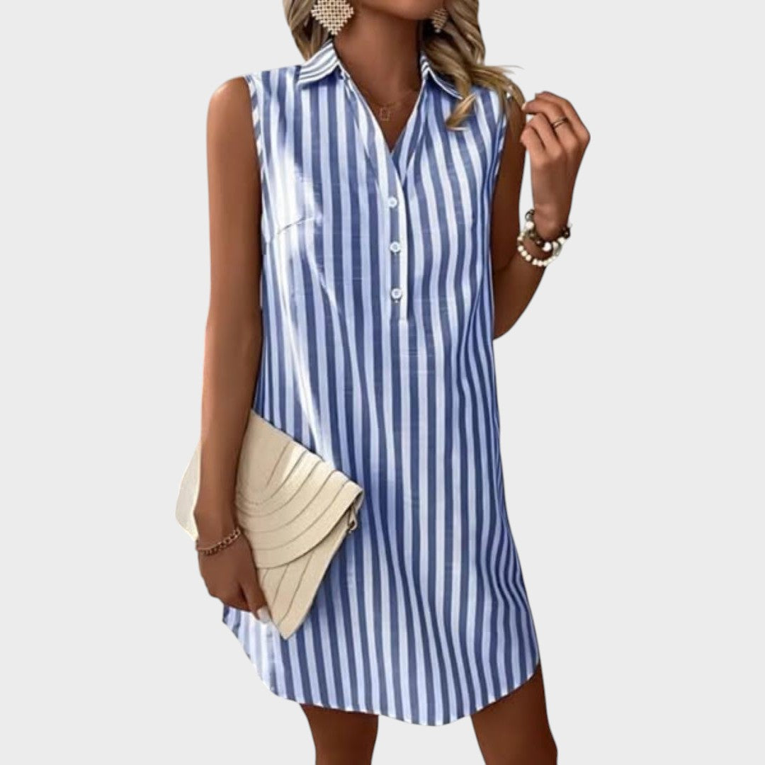 Anníe | Elegante Vestido Chemise Listrado de Corte Solto