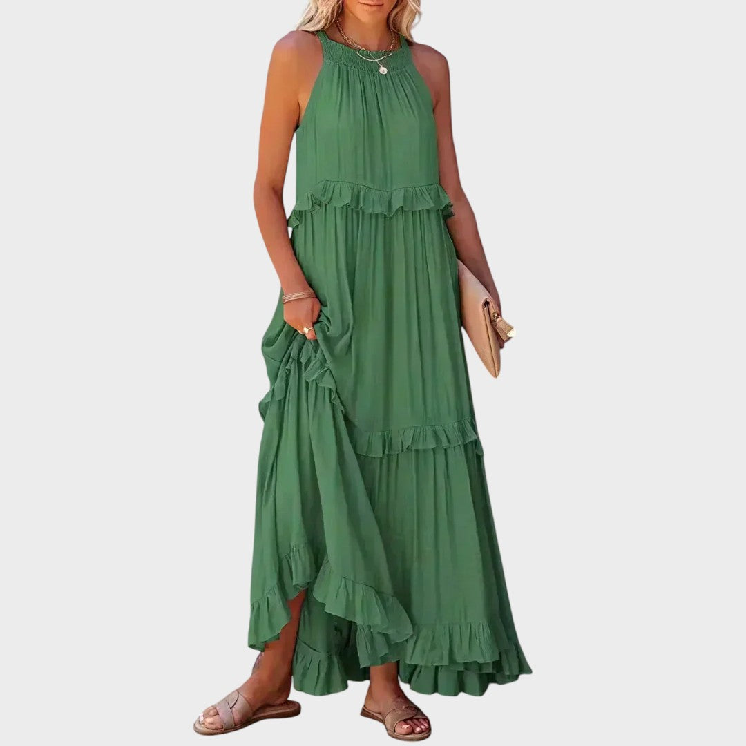 Landry | Vestido Sem Mangas com Acabamento de Babados