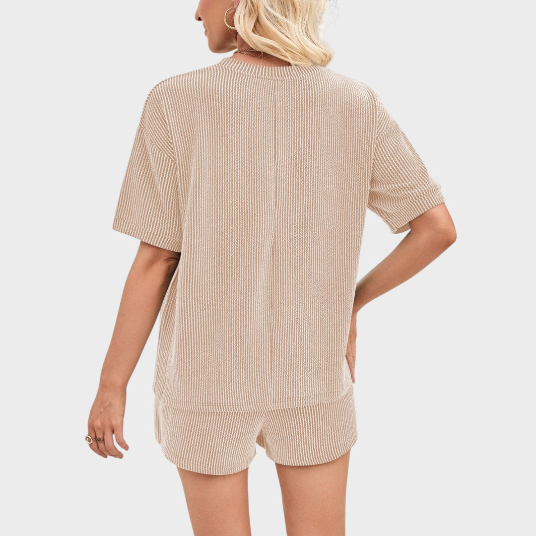 Esmeralda | Conjunto Canelado de Duas Peças com Camiseta e Short