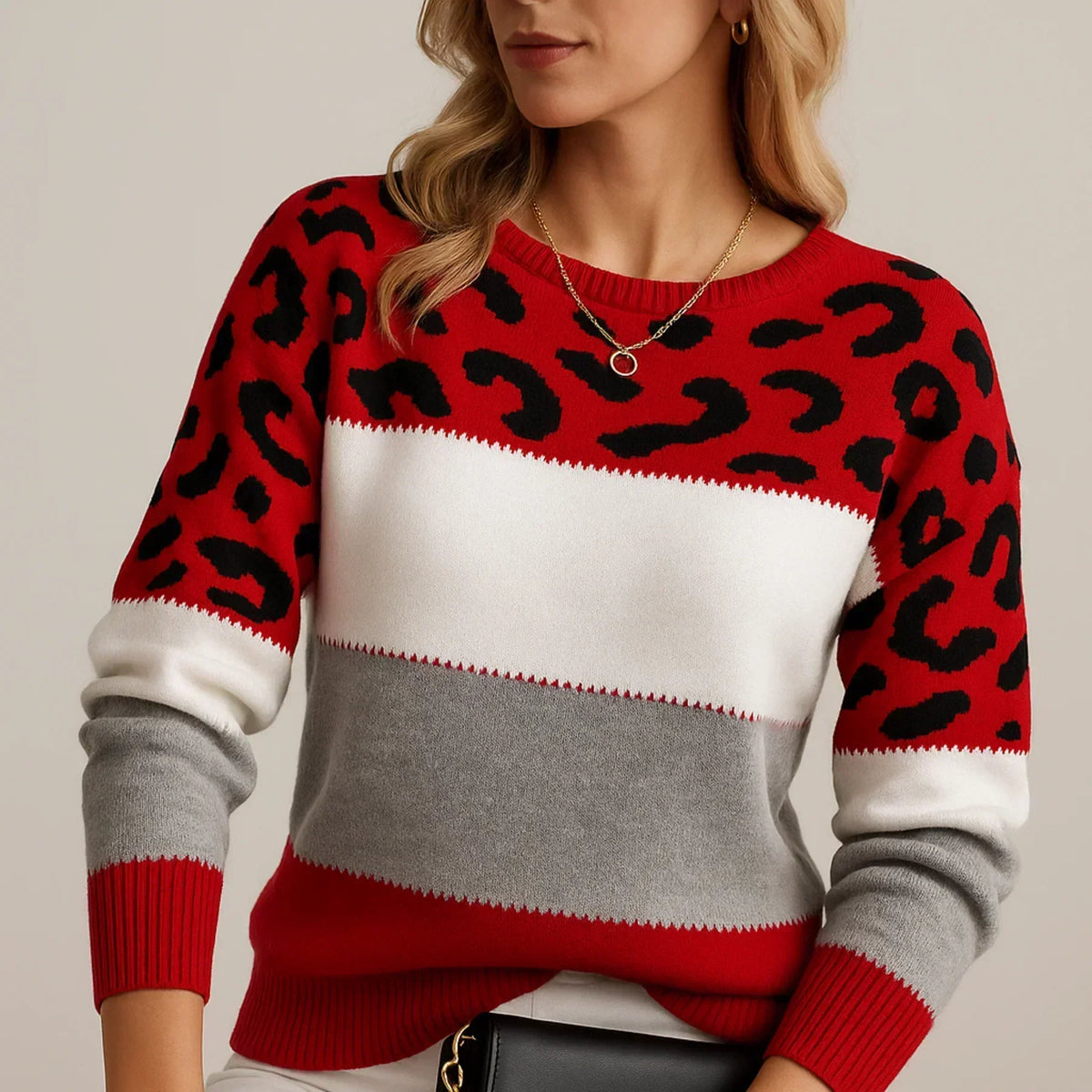 Julieta™ | Suéter casual com estampa de onça