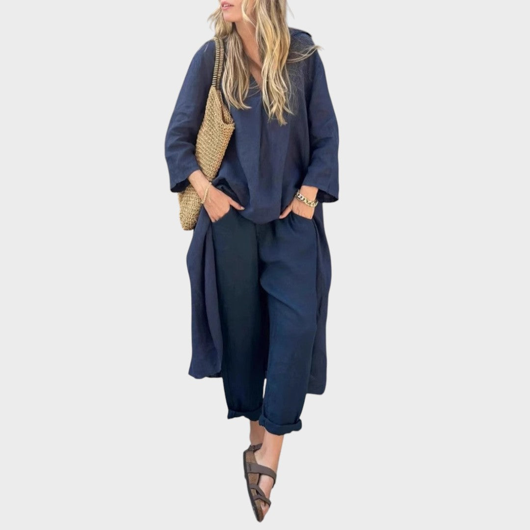 Solura | Conjunto De Dos Piezas De Algodón Con Line En V