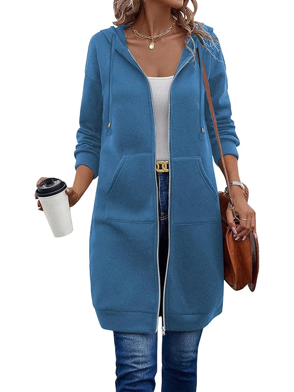 Dfida - Moletom com Capuz e Zíper em Fleece Casual