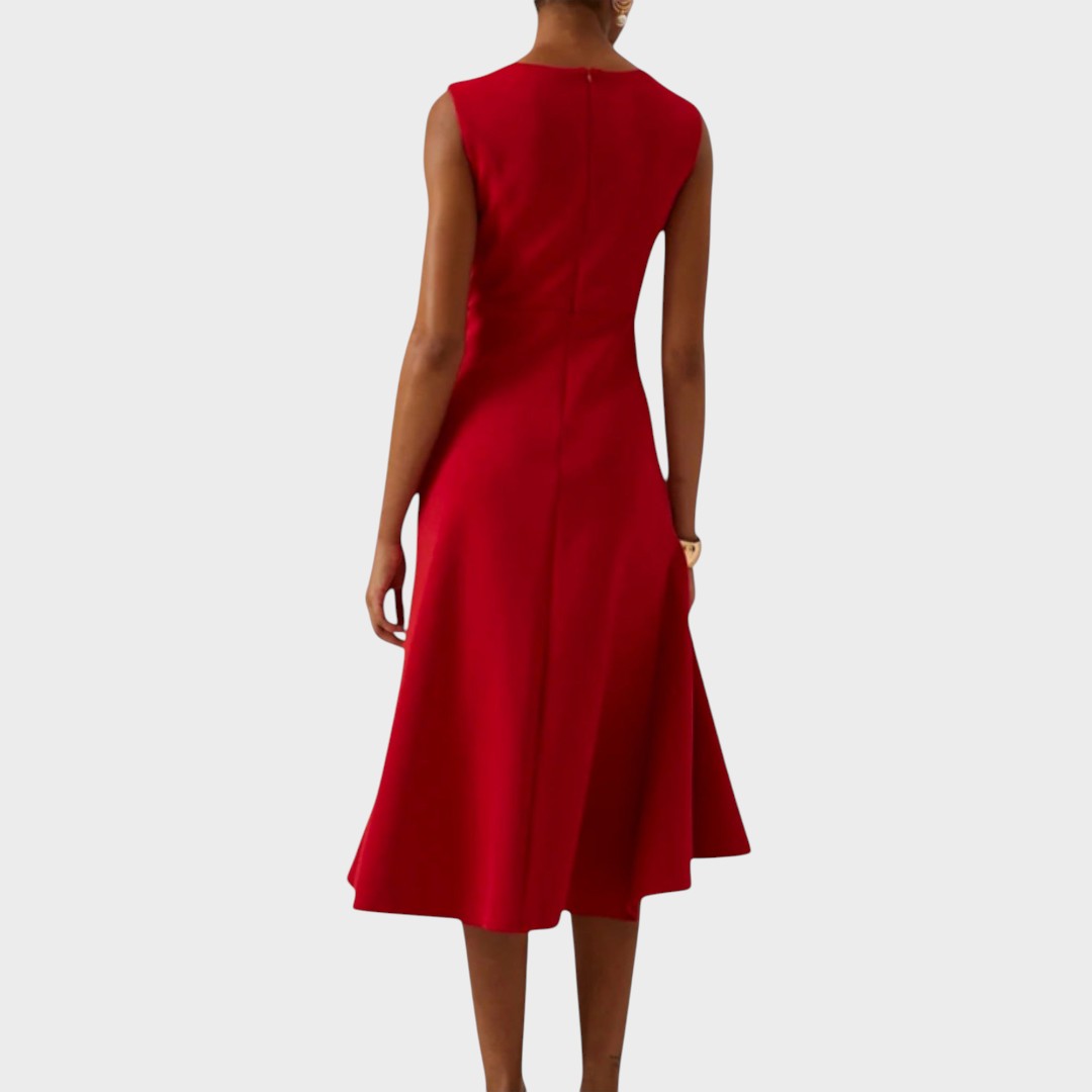 Letícia | Vestido Midi Drapeado Sem Mangas
