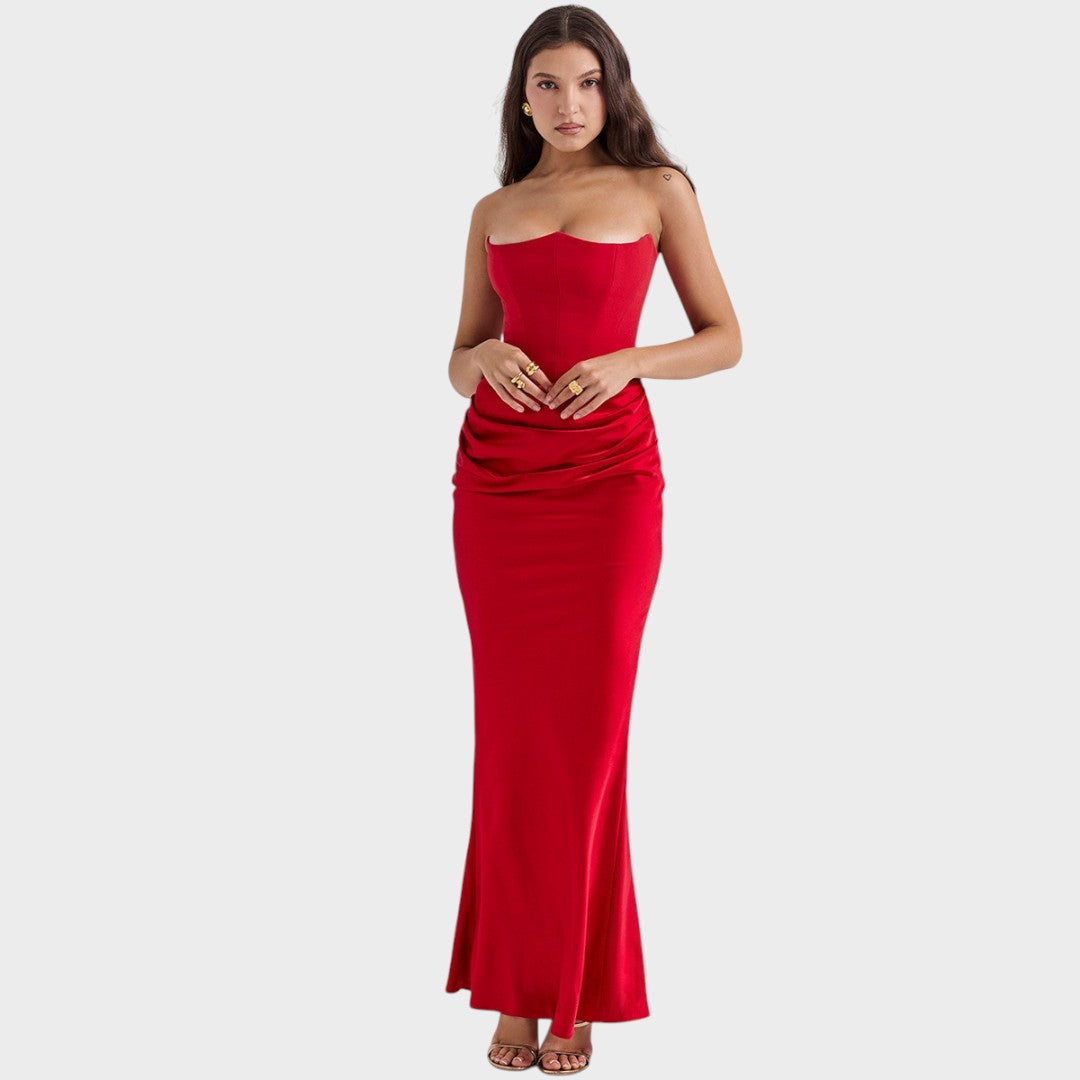 Flora | Vestido de Cetim com Top Incorporado
