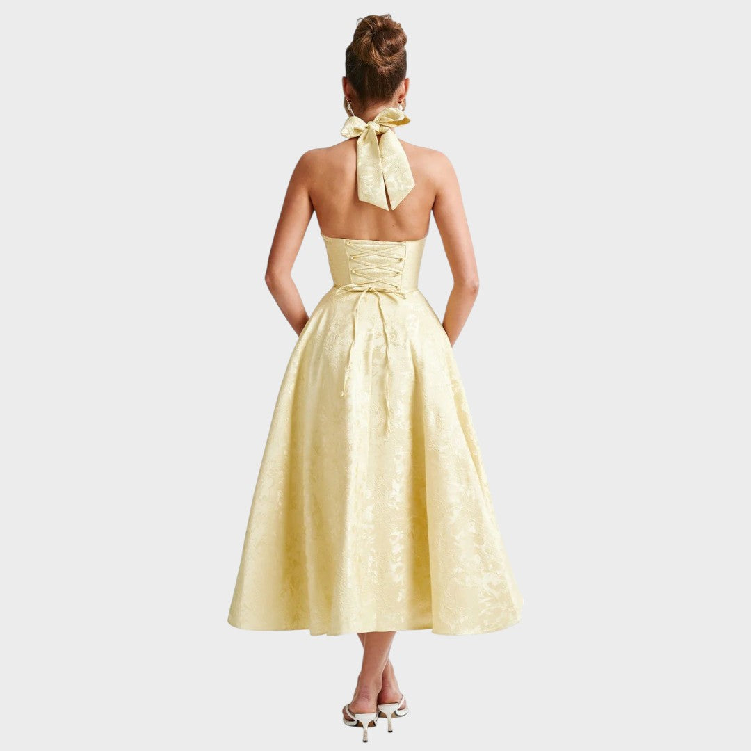 Catalina | Vestido Midi Romântico Fluido para Brunchs e Passeios de Fim de Semana