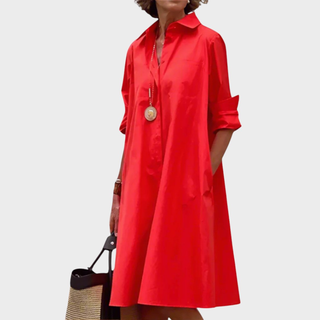 Télia | Vestido Chemisier Fluido que Se Move com Você nos Dias de Verão