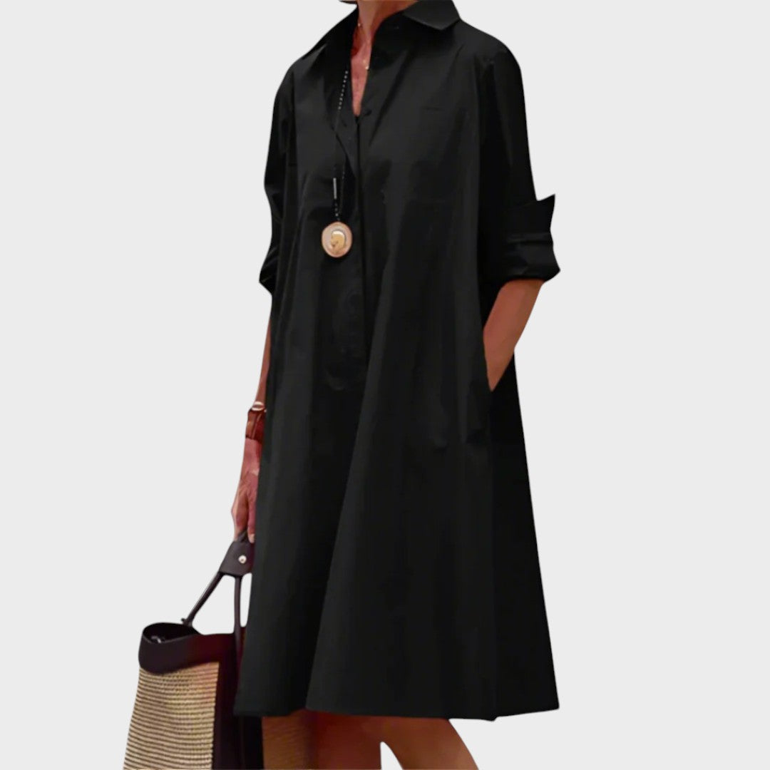 Télia | Vestido Chemisier Fluido que Se Move com Você nos Dias de Verão