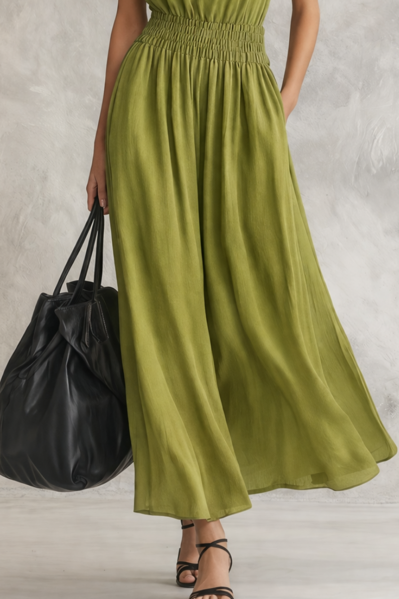 Silvina | Vestido Maxi com Cintura Shirring que Solta e Define ao Mesmo Tempo