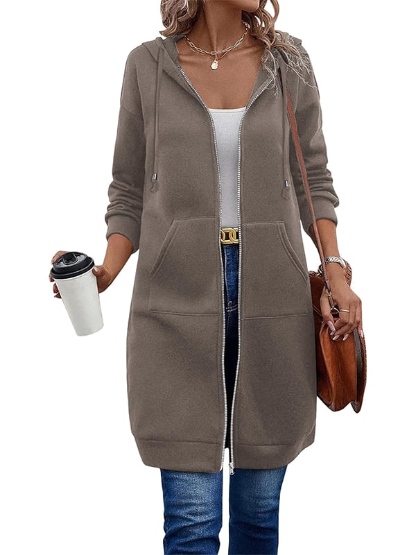 Dfida - Moletom com Capuz e Zíper em Fleece Casual