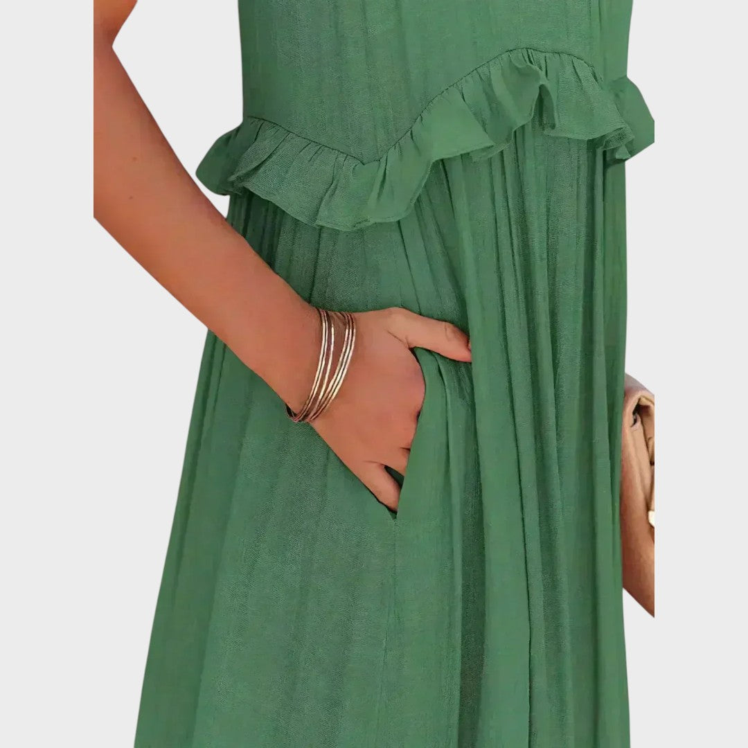 Landry | Vestido Sem Mangas com Acabamento de Babados