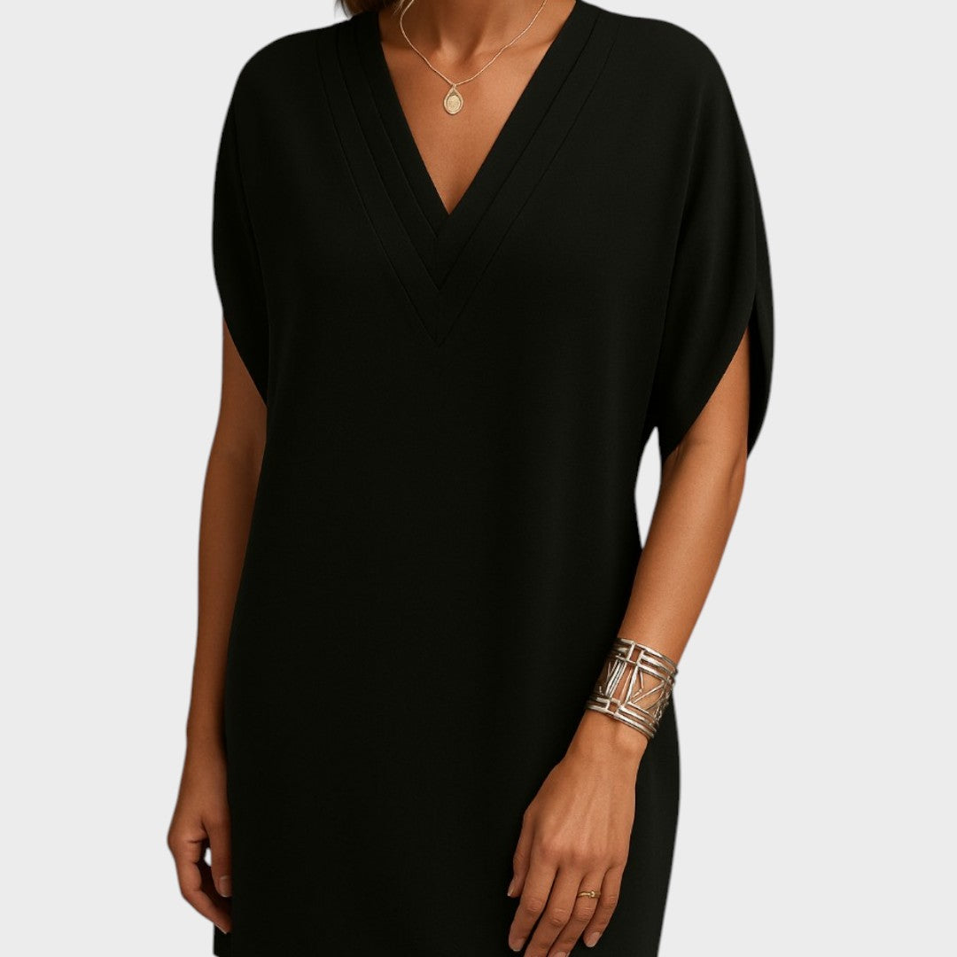 Elena | Elegante Vestido com Decote em V e Mangas com Fenda