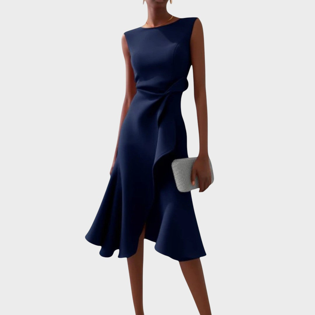 Letícia | Vestido Midi Drapeado Sem Mangas
