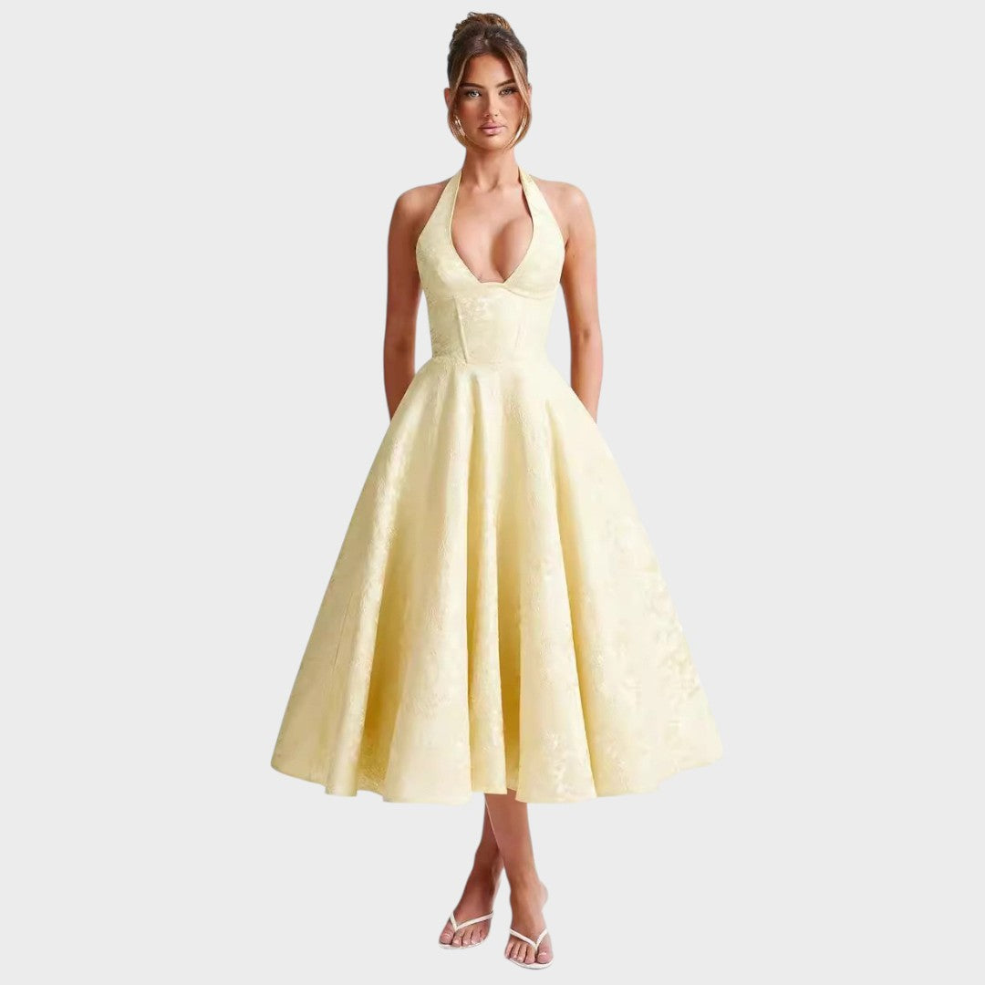 Catalina | Vestido Midi Romântico Fluido para Brunchs e Passeios de Fim de Semana