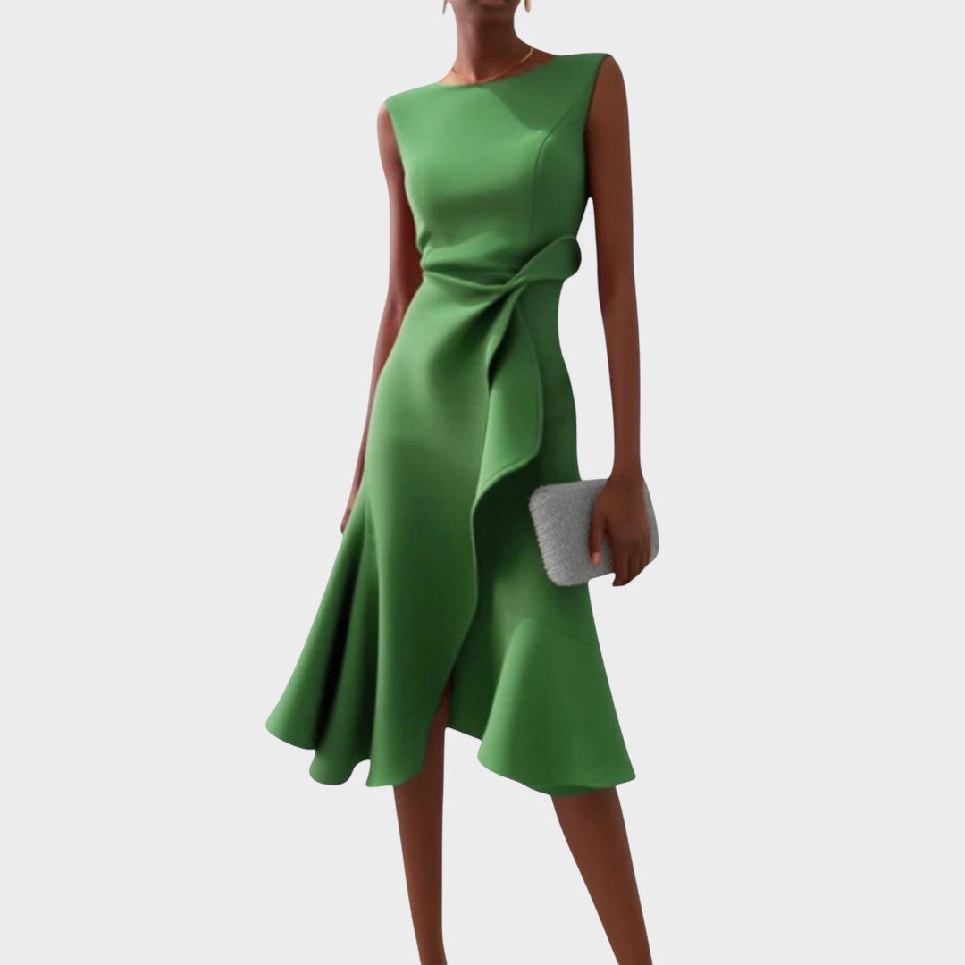 Letícia | Vestido Midi Drapeado Sem Mangas