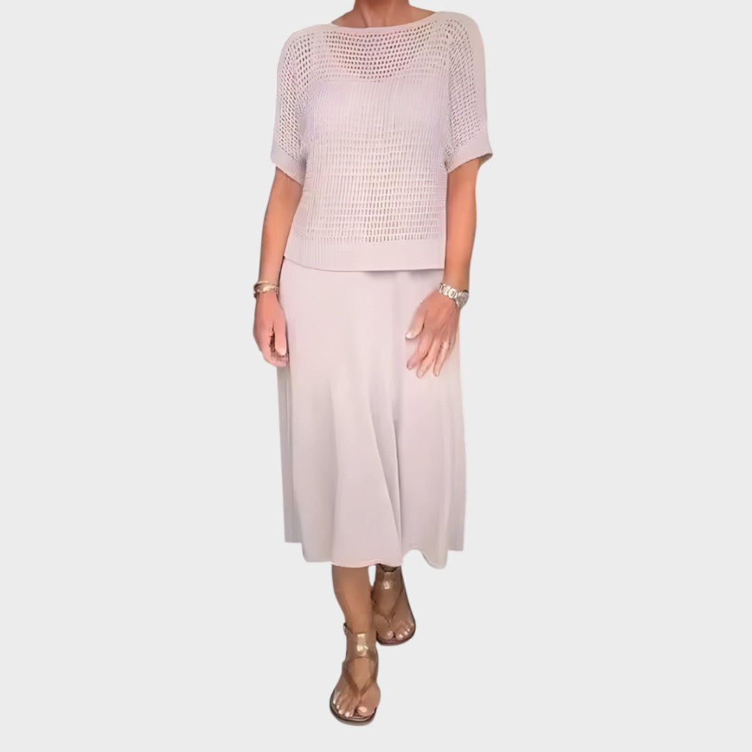 Liza | Vestido com Blusa de Tricô Conjunto de Duas Peças