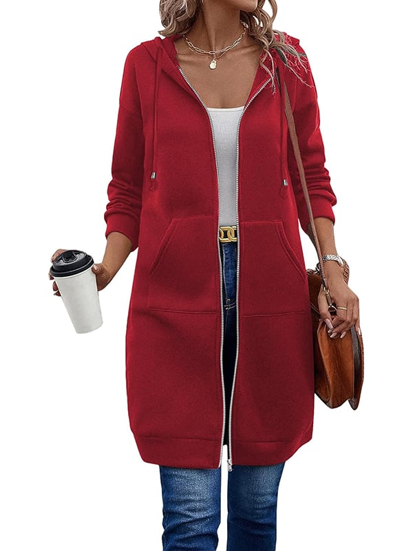 Dfida - Moletom com Capuz e Zíper em Fleece Casual