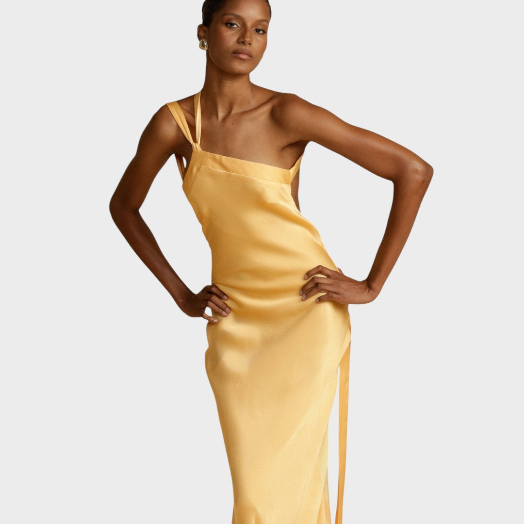 Muriel | Vestido Longo de Cetim com Caimento Elegante e Toque Luxuoso