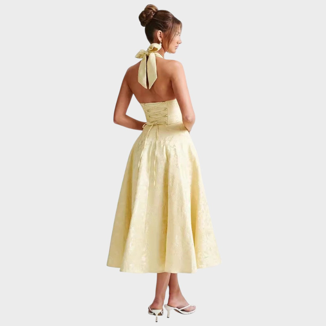 Catalina | Vestido Midi Romântico Fluido para Brunchs e Passeios de Fim de Semana
