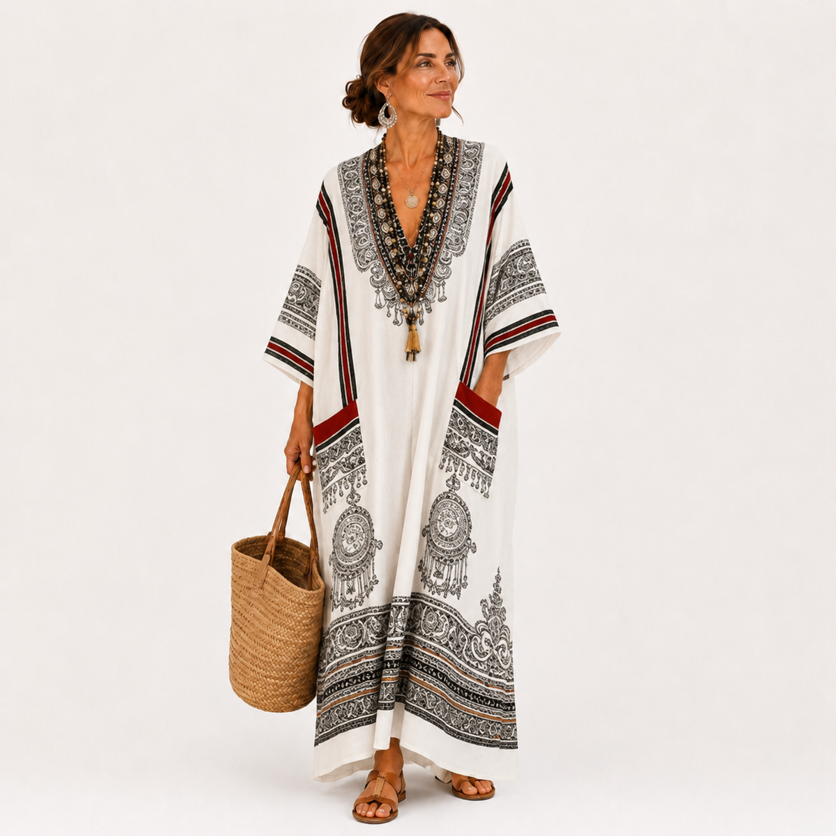 Caftan Clara Branco Étnico
