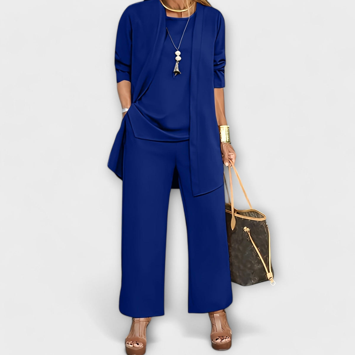 Sofía | Conjunto de 3 Peças com Calça, Top e Cardigã Soltinhos