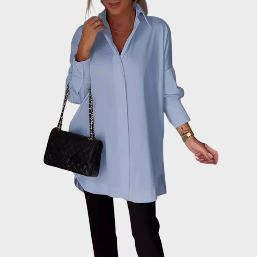 Alícia | Camisa Oversized de Manga Longa em Algodão e Seda