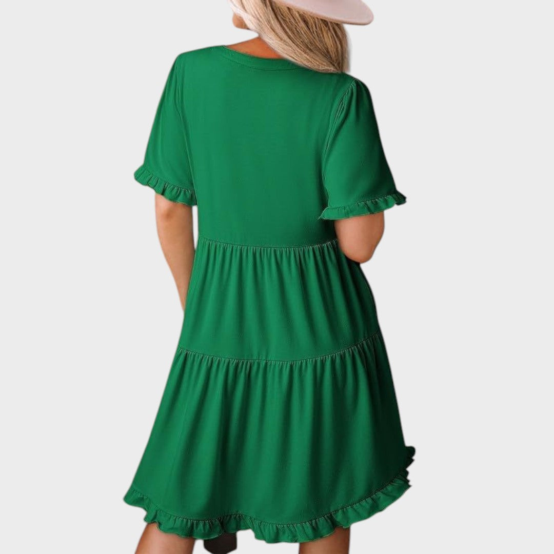 Barbara | Vestido Curto Casual com Decote em V