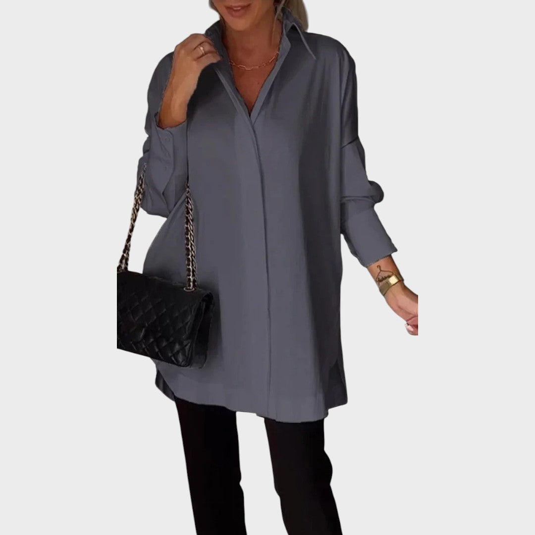 Alícia | Camisa Oversized de Manga Longa em Algodão e Seda