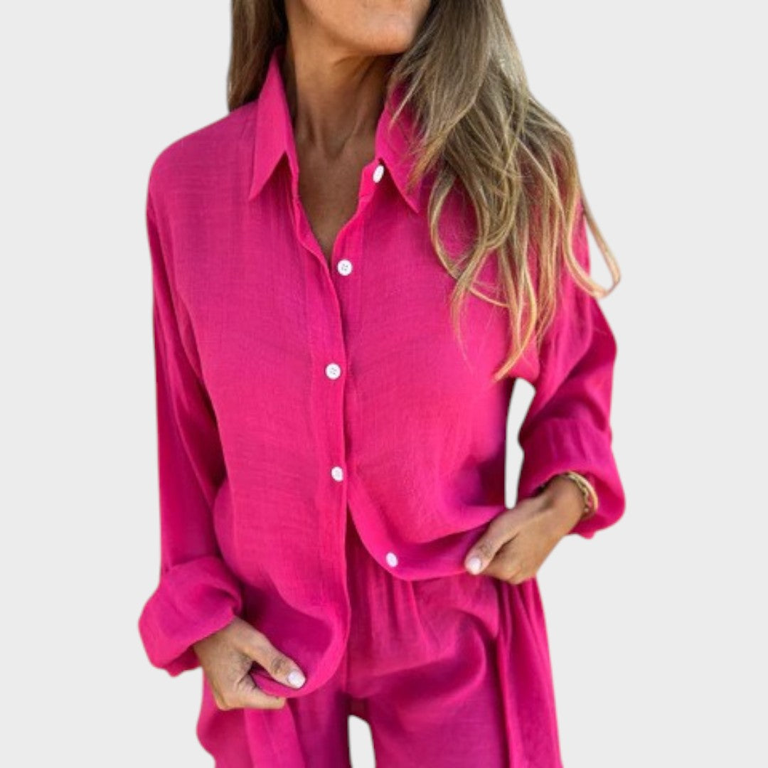 Nora | Conjunto de Camisa e Shorts de Linho Leve e Confortável para o Dia a Dia