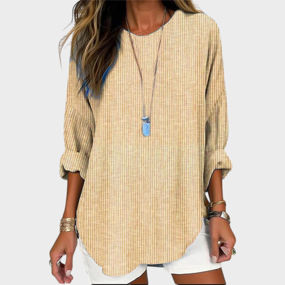 Rhea | Blusa de Listras com Silhueta Estilizada