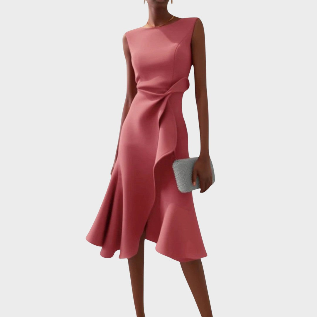Letícia | Vestido Midi Drapeado Sem Mangas