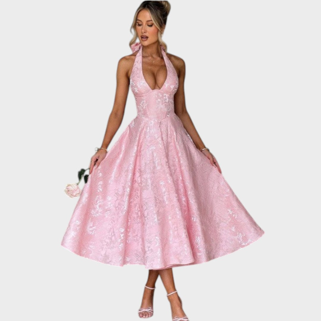 Catalina | Vestido Midi Romântico Fluido para Brunchs e Passeios de Fim de Semana