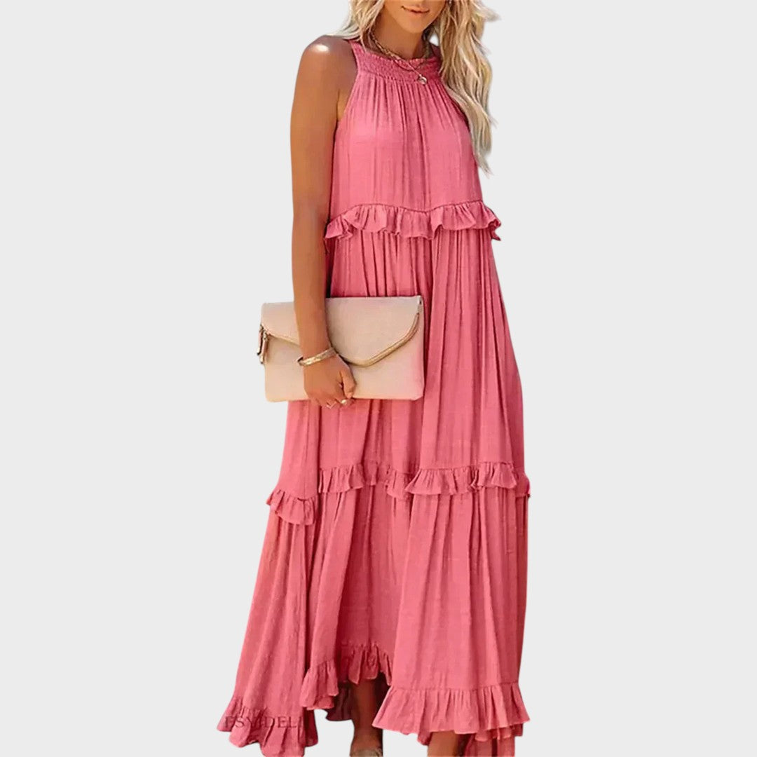 Landry | Vestido Sem Mangas com Acabamento de Babados
