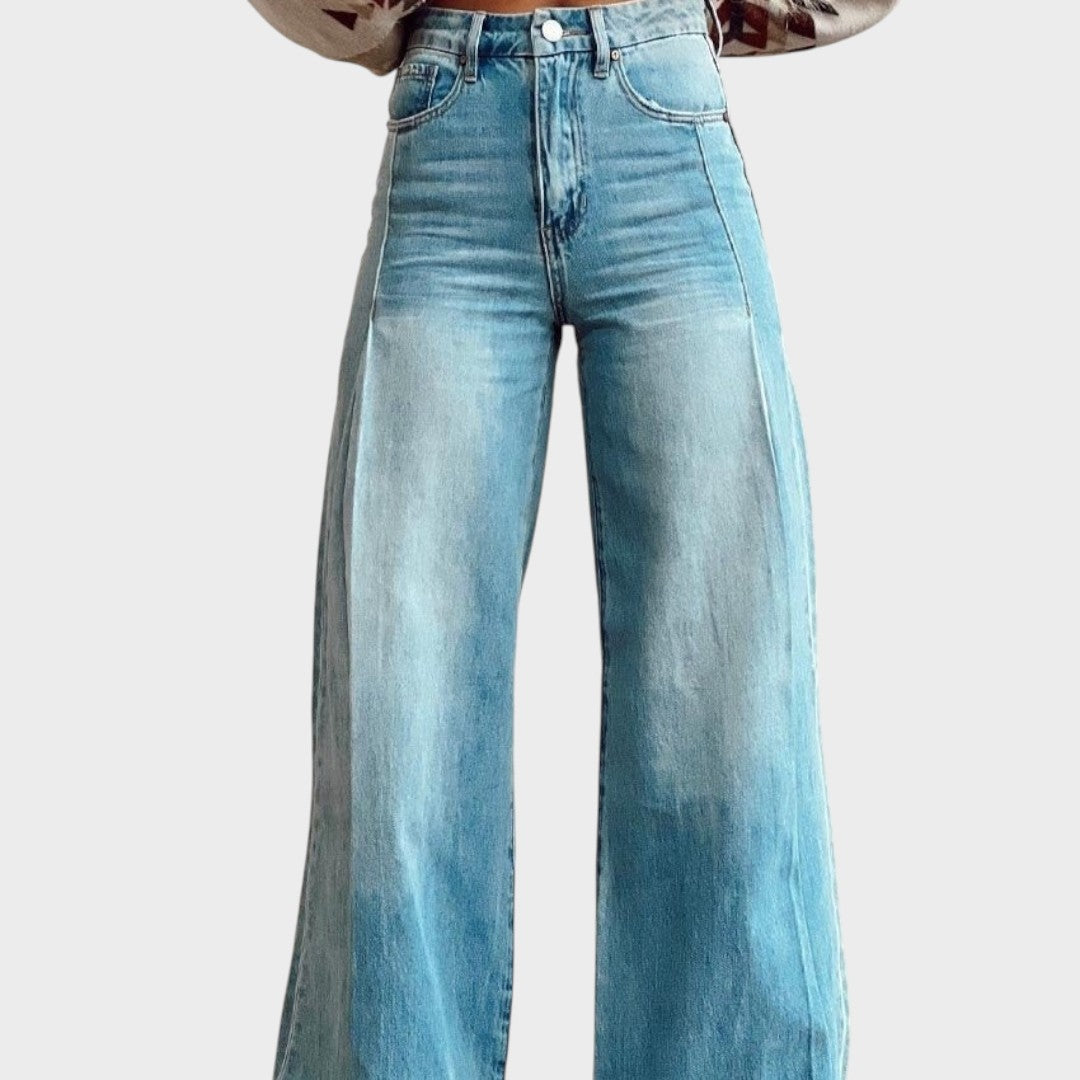 Boho | Calça Vintage de Cintura Alta com Perna Larga