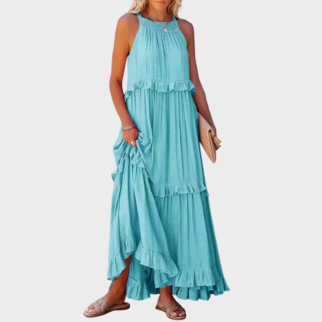 Landry | Vestido Sem Mangas com Acabamento de Babados