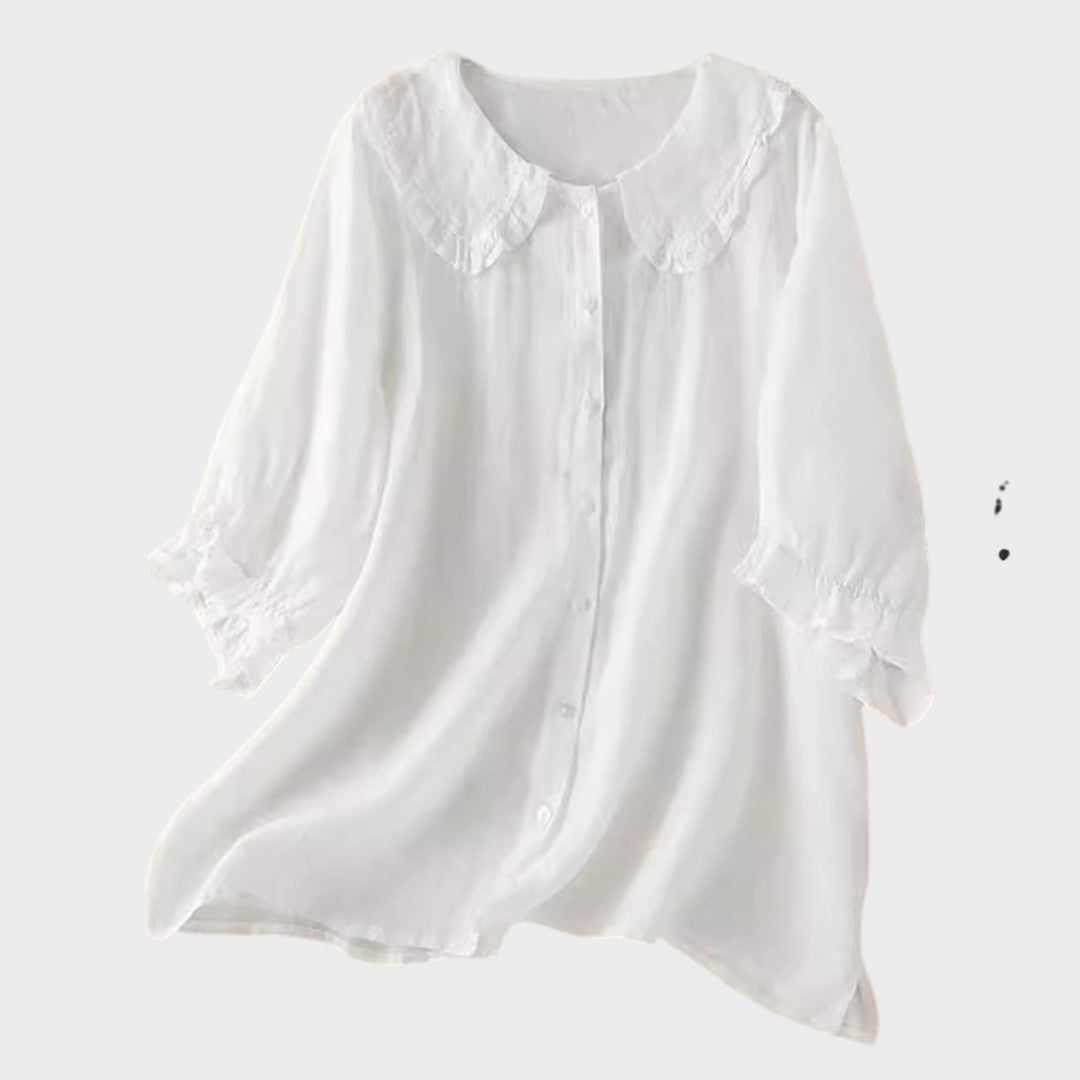 Adele | Blusa de Linho Fluida com Gola Elegante