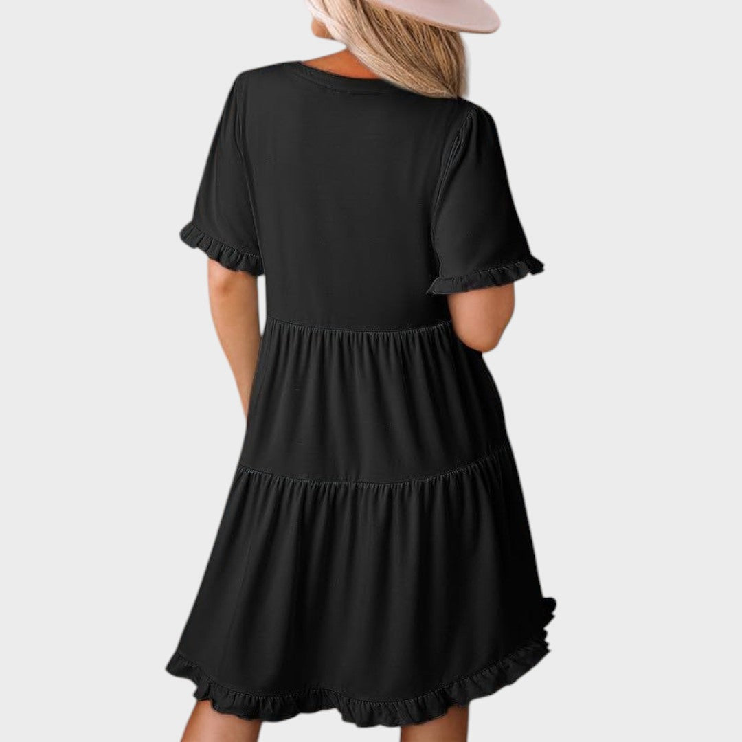 Barbara | Vestido Curto Casual com Decote em V