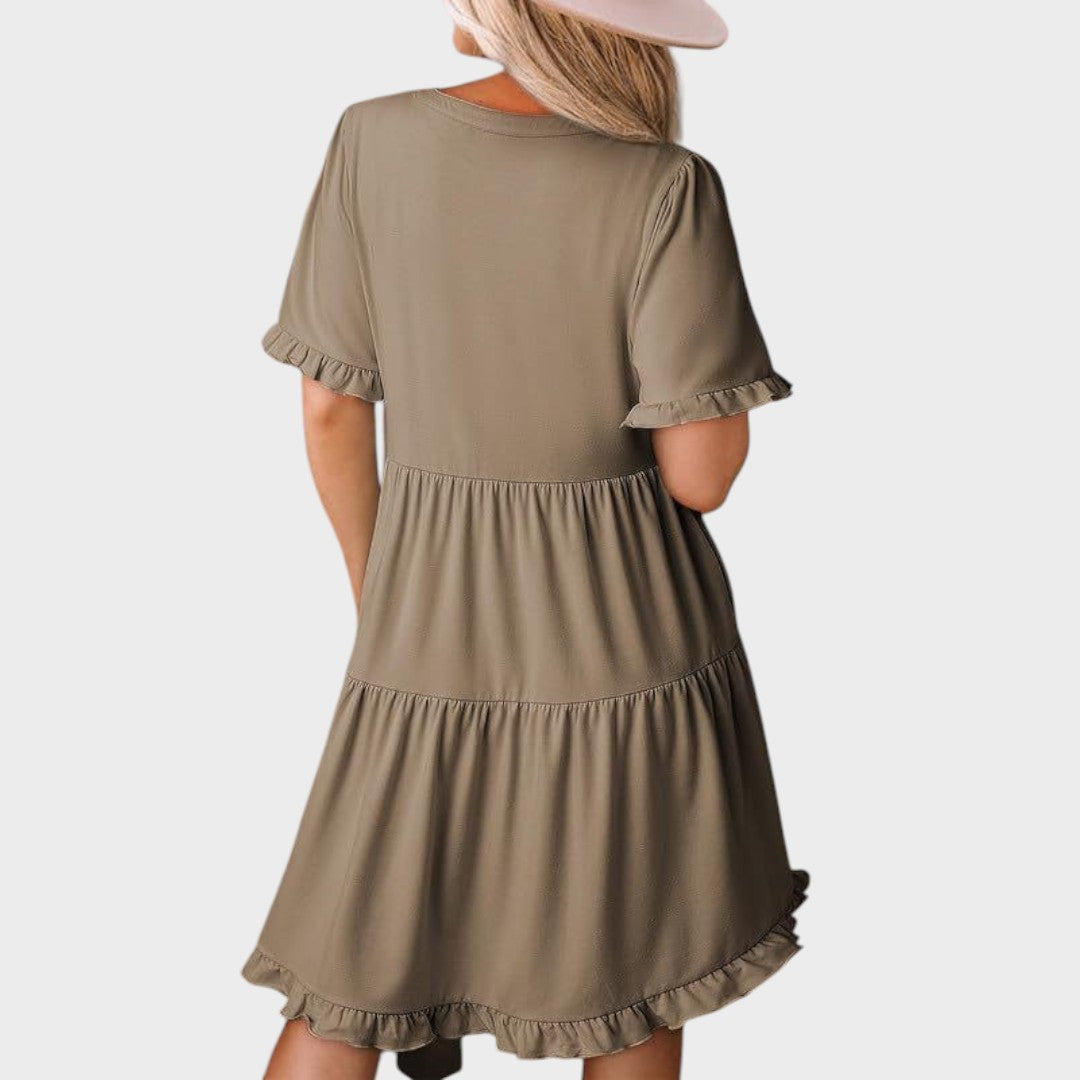 Barbara | Vestido Curto Casual com Decote em V