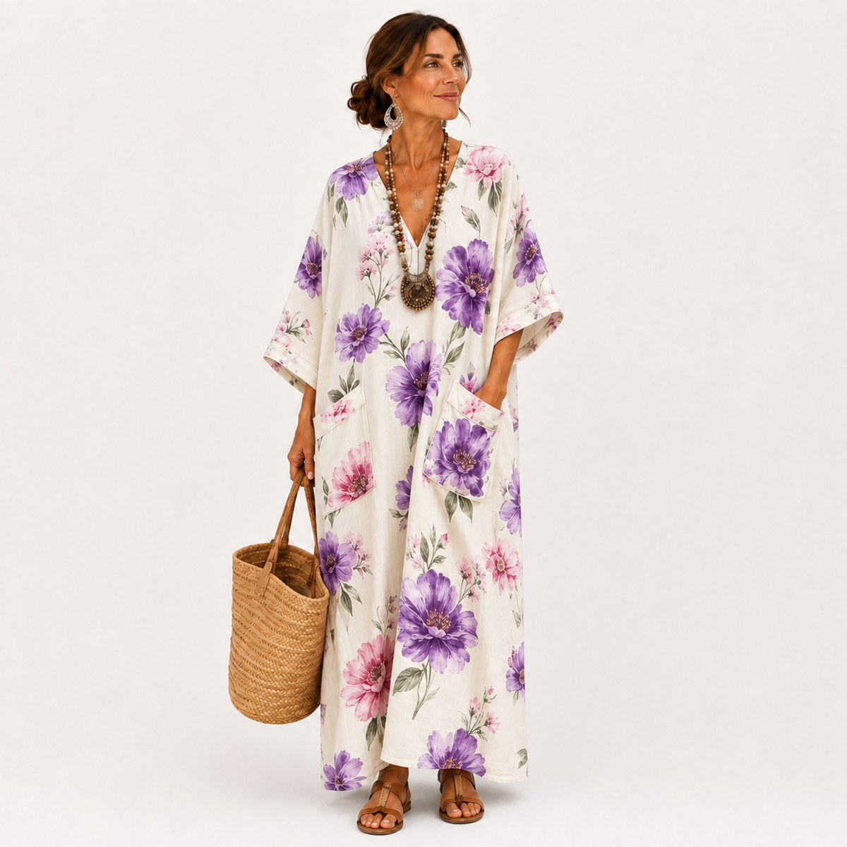Caftan Inês Branco Floral