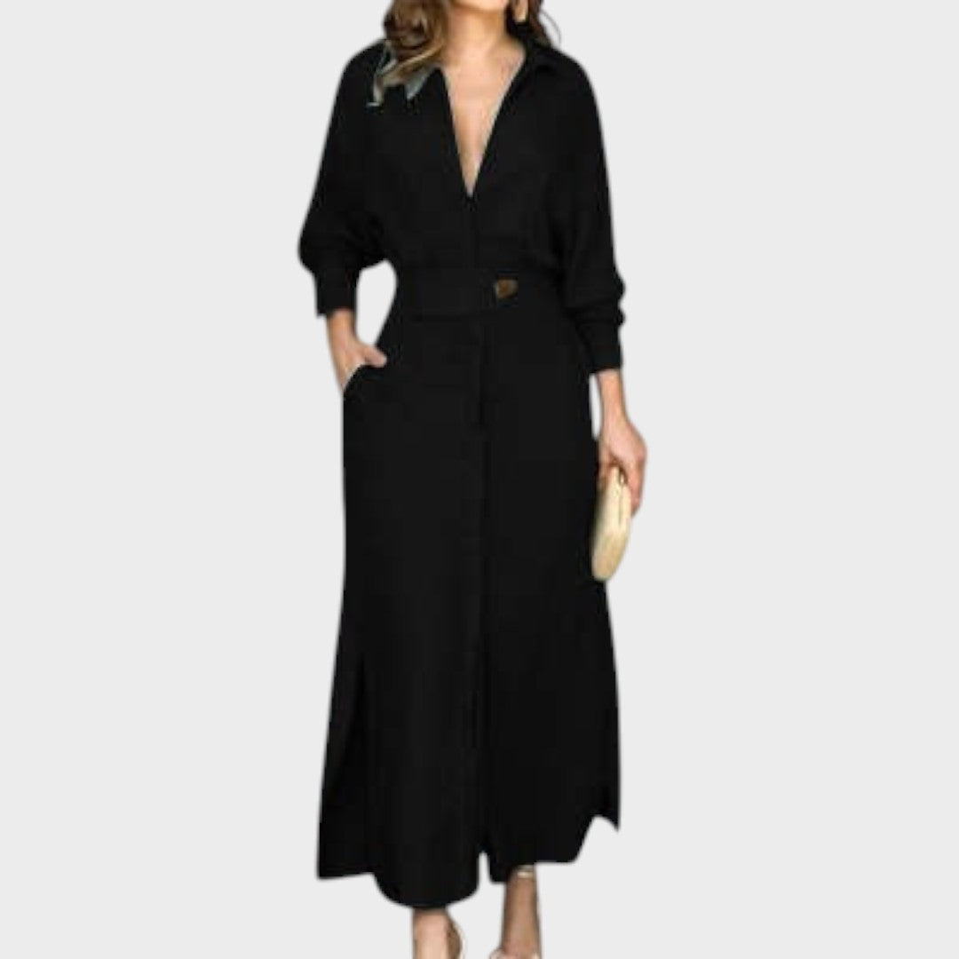 Jeanette | Vestido Longo de Linho com Decote em V e Corte Solto
