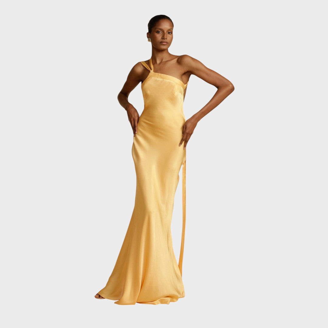 Muriel | Vestido Longo de Cetim com Caimento Elegante e Toque Luxuoso