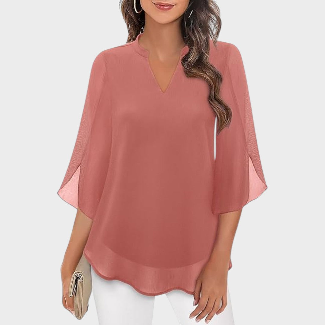 Marina | Blusa Manga 3/4 Fluida com Decote V