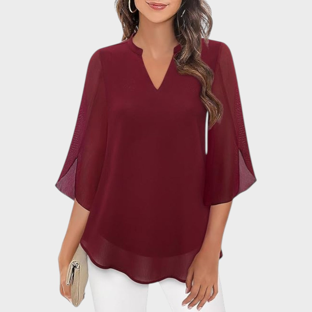 Marina | Blusa Manga 3/4 Fluida com Decote V