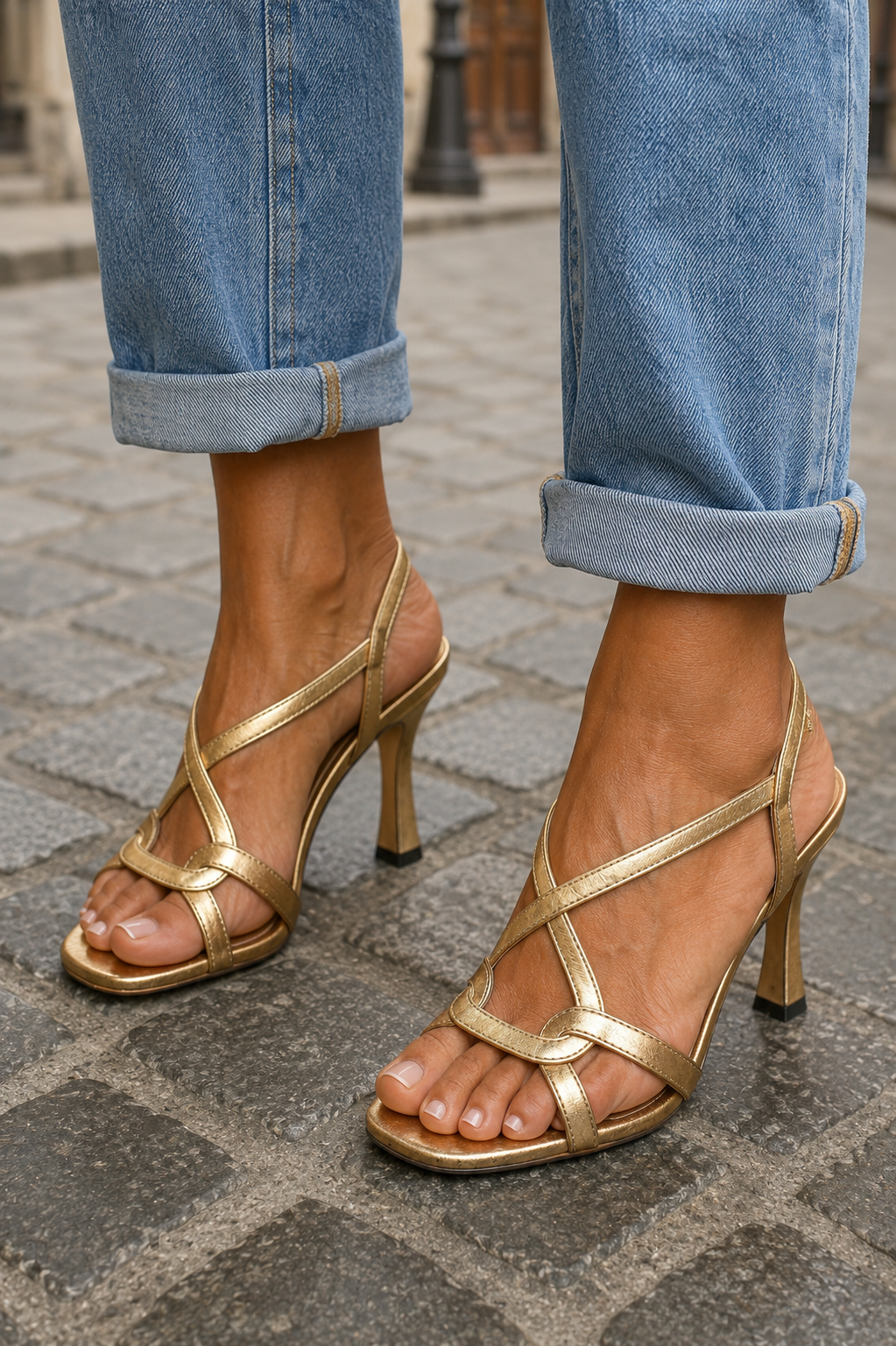 Elisabete | Sandalias Doradas Charme de Verano