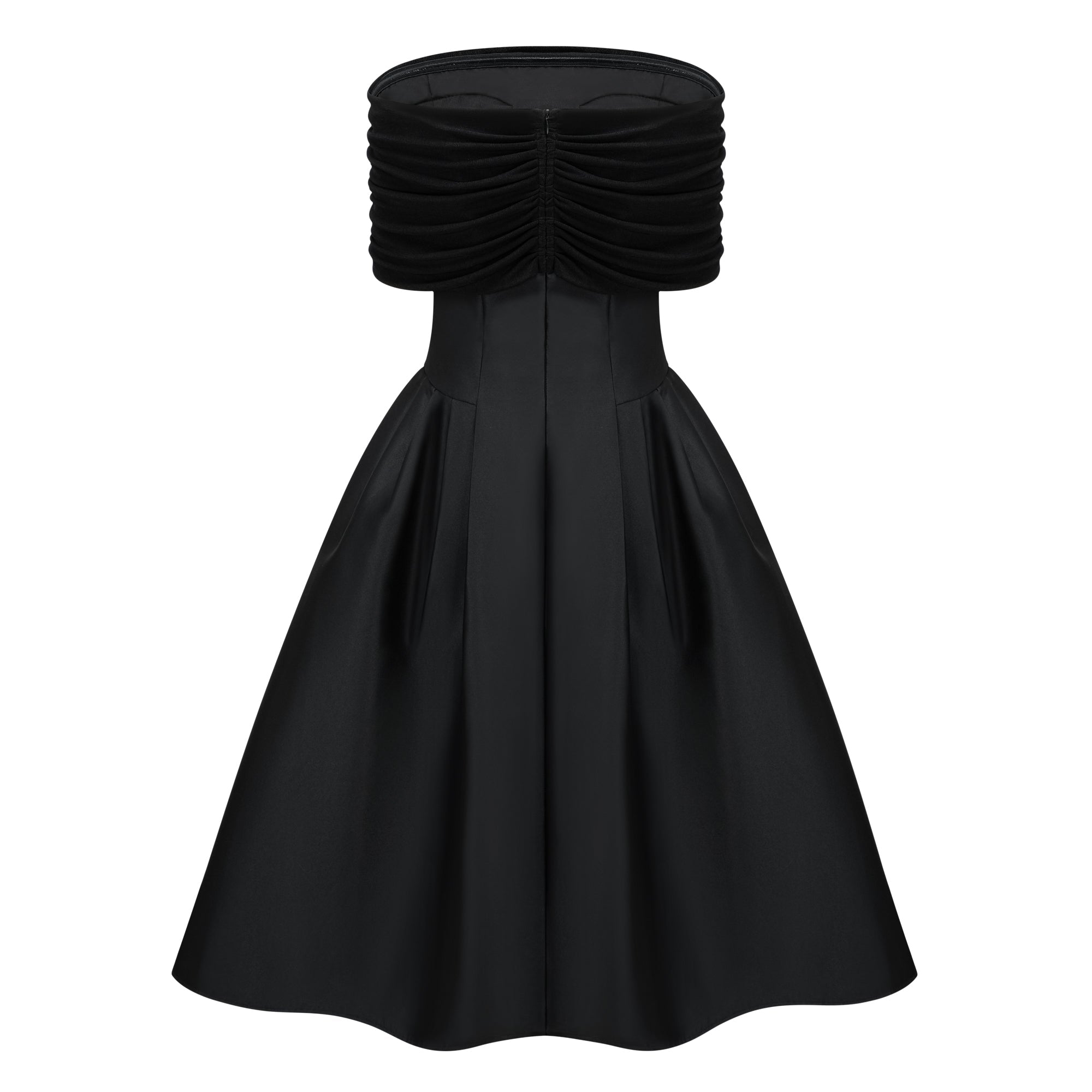 AINARA | VESTIDO MIDI OMBRO A OMBRO PRETO