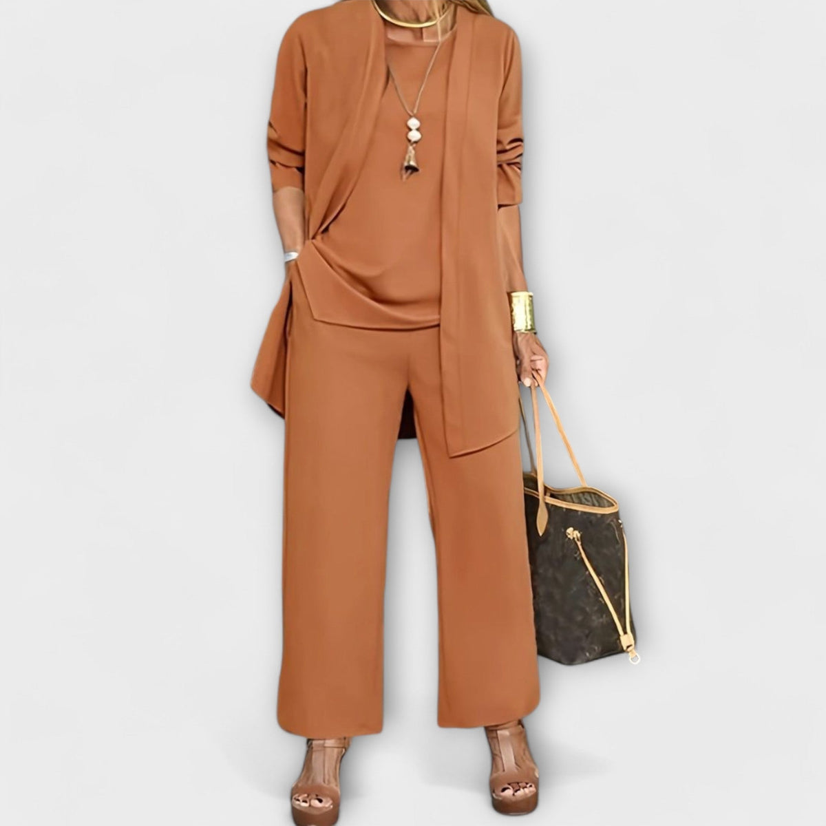Sofía | Conjunto de 3 Peças com Calça, Top e Cardigã Soltinhos