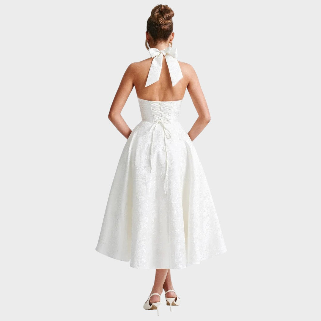 Catalina | Vestido Midi Romântico Fluido para Brunchs e Passeios de Fim de Semana