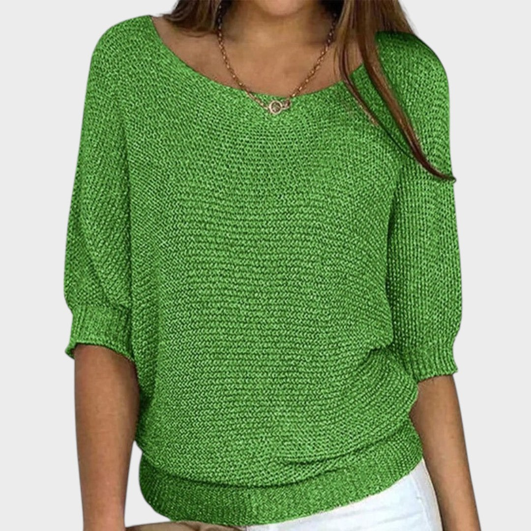 Carolina | Blusa de Malha de Meia Manga Básica e Sofisticada