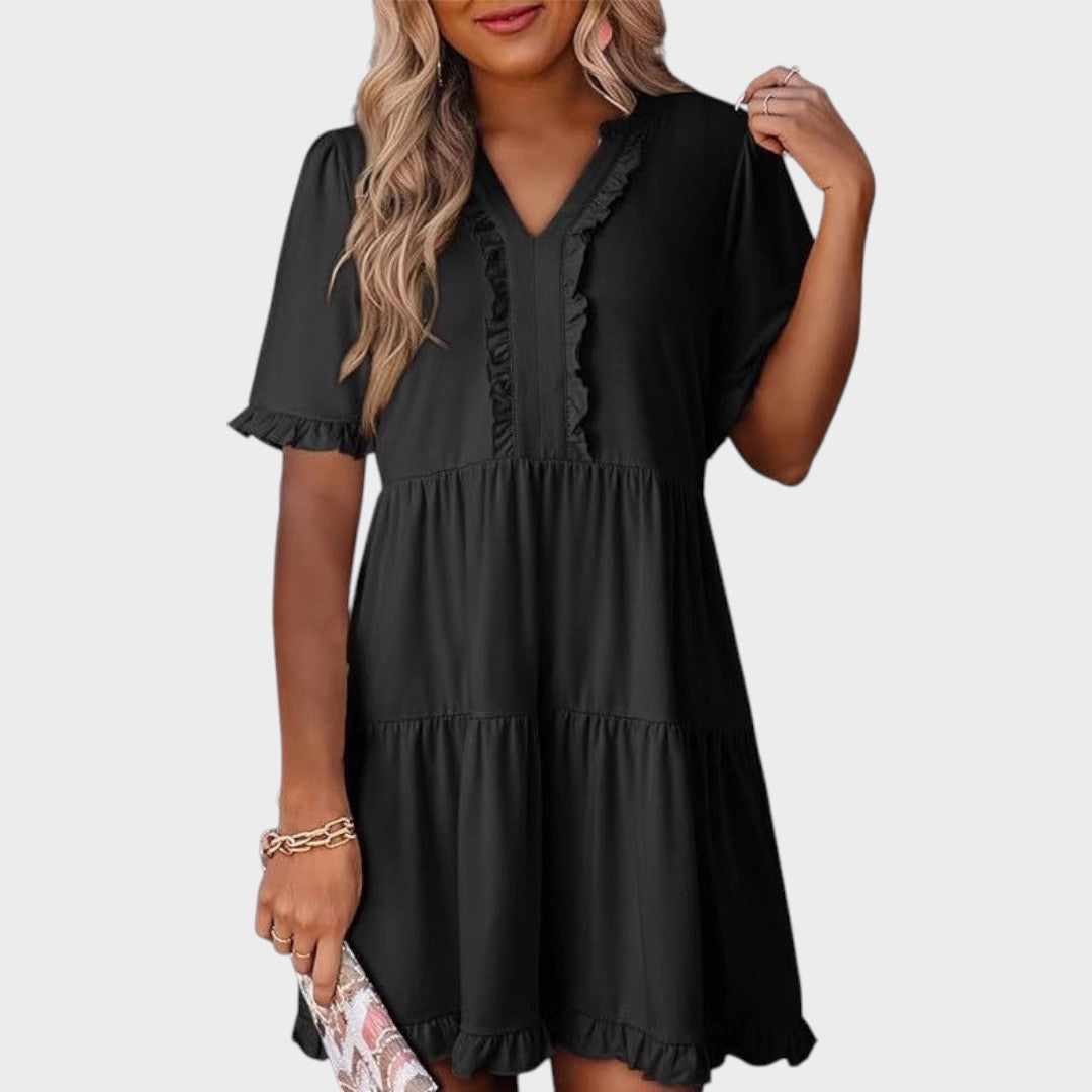 Barbara | Vestido Curto Casual com Decote em V