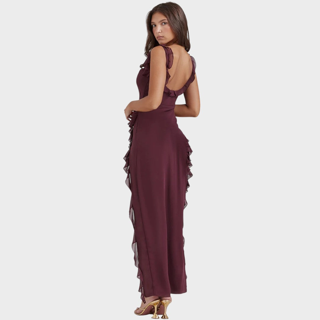 Amira | Vestido Longo Bordô